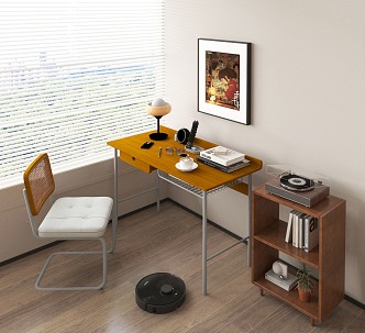 Modern Desk and Chair Combination Storage Cabinet Table Lamp Floor Lamp Hanging Picture 3d model