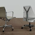 Modern Office Chairs With Mesh Backrest Striped Seat In Gray Beige And White Silver Frames