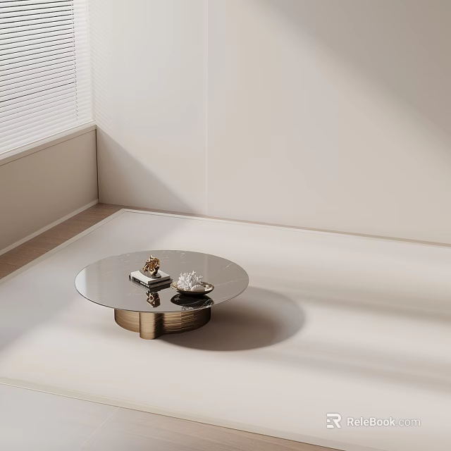 Elegant Modern Sofa Coffee Table Set With Round Glass Top And Gold Base 3d model 