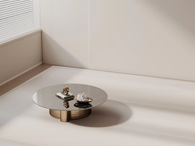 Elegant Modern Sofa Coffee Table Set With Round Glass Top And Gold Base 3d model