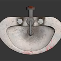 Unique Speckled Marble Washbasin With Chrome Faucet And Metal Pedestal