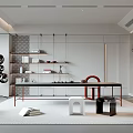 Modern Minimalist Tea Room Interior With Furniture