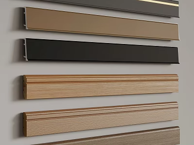 Various Styles And Materials Of Decorative Lines On Wall 3d model