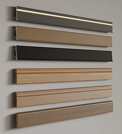 Various Styles And Materials Of Decorative Lines On Wall 3d model