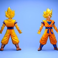 Super Saiyan Goku Game Anime Character Action Figure Front Back View With Orange Outfit