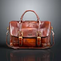 Wilsons Brown Leather Briefcase With Classic Design Metal Buckles And Shoulder Strap