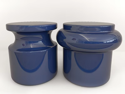 Blue Ceramic Decorative Ornament Set With Modern Cylindrical Design For Home Decor 3d model