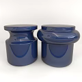 Blue Ceramic Decorative Ornament Set With Modern Cylindrical Design For Home Decor