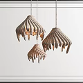 Unique Textured Shell Shaped Pendant Lights With Warm Yellow Glow 3d model