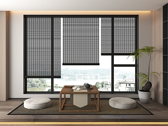 New Chinese-style roller blinds, bamboo blinds, wood blinds, venetian blinds, curtain, lifting blinds, blackout blinds 3d model