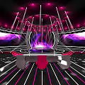Colorful Stage Design Featuring Purple Pink Lighting Circular Structure And Illuminated Center