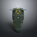 Green Military Weapon Bomb With Yellow Components And Top Stabilizing Wings