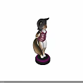 Cartoon Fox Female Character In Pink Swimsuit With Bow Detail Black Hair And Green Eyes