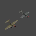 Vintage Airplane Showcasing Gray Green Fuselage Red Nose Shark Mouth Paint Star Emblem On Wings