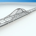 modern bridge double arch 3d model