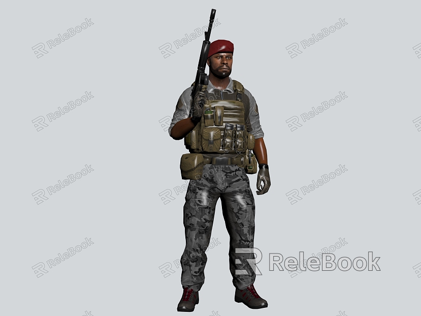 Characters Soldier Gun Game Characters Camouflage model