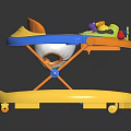Colorful Baby Walker With Yellow Frame Blue Orange Panel And Interactive Toy Buttons