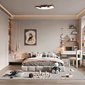 Cozy Kids Room Interior With Bed Stuffed Toys Play Rug And Wall Art