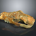 Natural Stone and Wood Carved Skull Sculpture with Intricate Cracked Texture