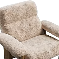 Cozy Beige Plush Accent Chair with Wooden Frame and Soft Upholstery