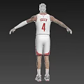 A Man Wearing White Rockets Number 4 Jersey With Arm Sleeve And Tattoos Standing Arms Outstretched