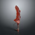 Weapon With Serrated Red Blade Sharp Edges Textured Grip And Sci Fi Design