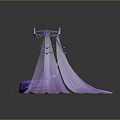 Enchanting Purple Double Bed With Canopy Curtains Decorative Crown And Shimmering Crystals
