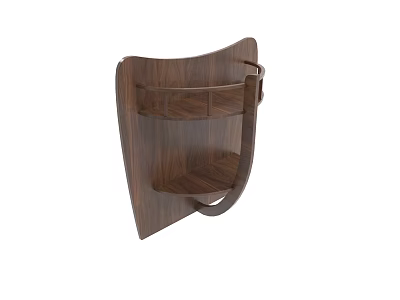 Dark Brown Wooden Wall Mounted Shelf With Curved Design And Multiple Tiers 3d model