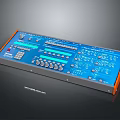 Professional Electronic Control Panel With Blue Interface Orange Frame Knobs Buttons And Digital 3d model