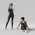 Black Inflatable Female Models Standing Sitting Pose With Gray Background Design 3d model