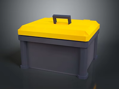 Durable Yellow Lid Gray Body Toolbox With Black Handle For Equipment Storage 3d model