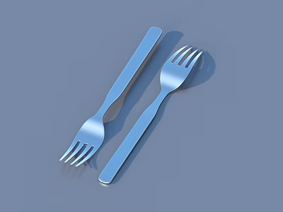 Silver Stainless Steel Fork and Spoon Cutlery Set for Dining Table Use 3d model