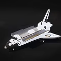 Detailed White Space Shuttle Model With Aerodynamic Wings And Fuselage On Black Display Background