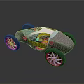 Pink and Yellow Concept Car with Streamlined Body and White Wheels