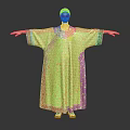 Elegant Chinese Traditional Yellow Robe With Intricate Patterns And Decorative Edges