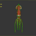 Red Squid Aquatic Animal Sculpture With Transparent Tentacles And Body Design