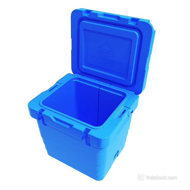 Blue Cooler Box With Open Lid And Empty Interior Design 3d model 