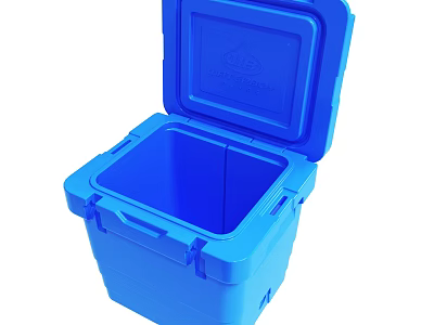Blue Cooler Box With Open Lid And Empty Interior Design 3d model