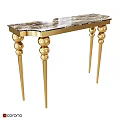 Luxurious Dining Table With Golden Bulbous Legs And Marble Tabletop
