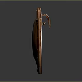 Classic Solid Wooden Shield With Ornate Metal Rivets And Polished Surface