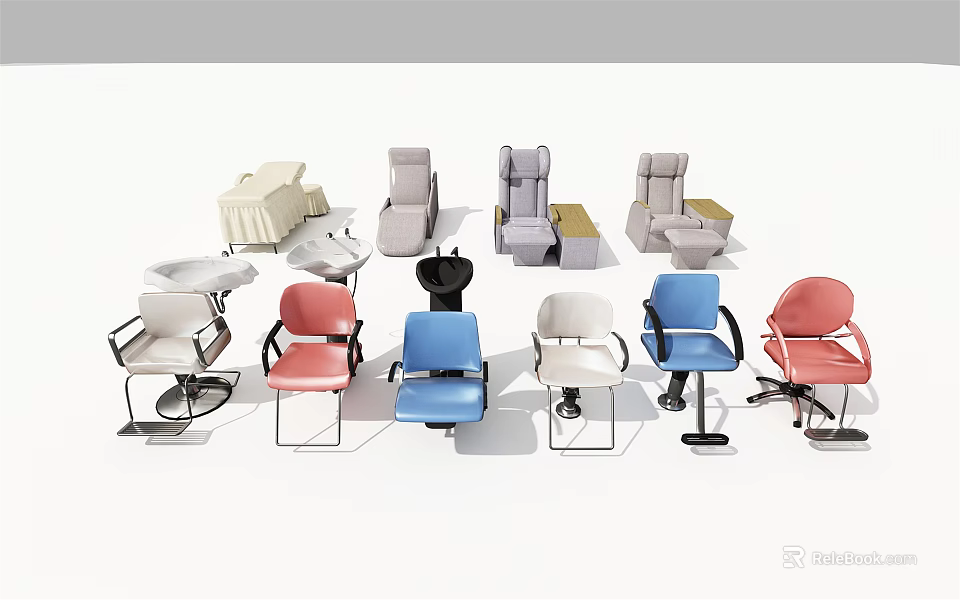 Various Modern Massage Chairs With Comfortable Seats And Ergonomic Designs For Home Relaxation Spaces 3d model 