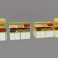 Colorful Fruit and Dried Fruit Display Shelves with Green and Yellow Design