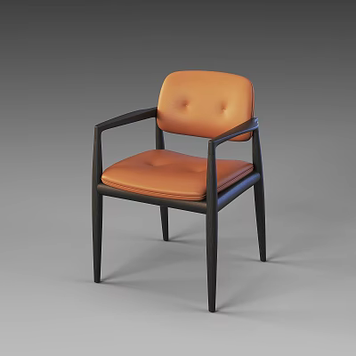 Armchair Dining Chair Solid Wood Italian Armchair Designer Chair Soft Backrest Chair 3d model