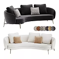 Curved Multi Seat Sofa With Soft Cushions And Various Color Options 3d model