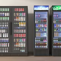 Glass Door Display Refrigerators Stocked With Various Beverages For Retail 3d model