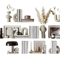 Modern Ornamental Decor Set With Vases Books Photo Frames And Dried Plants