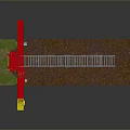 Red Industrial Mechanical Structure With Metal Ladder Brown Base Hydraulic Arms And Yellow Connectors