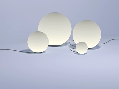 Modern Round Table Lamps In Various Sizes With Light Color And Sleek Design 3d model