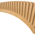 Handmade Wooden Pan Flute Musical Instrument with Curved Design and Multiple Hollow Pipes
