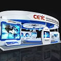 CETC Creative Design Event Exhibition Booth With White Structure Blue Decorations And Display Screens